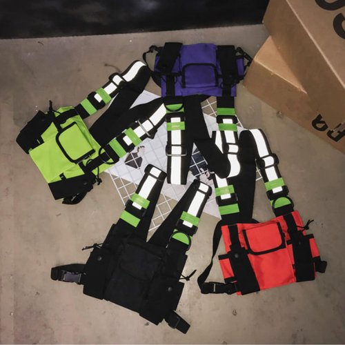 Maizoon Multi Pocket Chest Bag Two-Way Radio Walkie Talkie Hands-Free Pack with Phone Holder Hip Hop Street Adjustable Shoulder Strap Vest Suitable for Outdoor Sports Cycling and Hiking Green