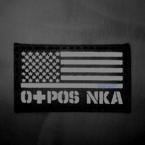 Infrared USA Flag OPOS O+ Blood Type NKA NKDA IR Tactical Morale Touch Fastener Patch (Multicam)