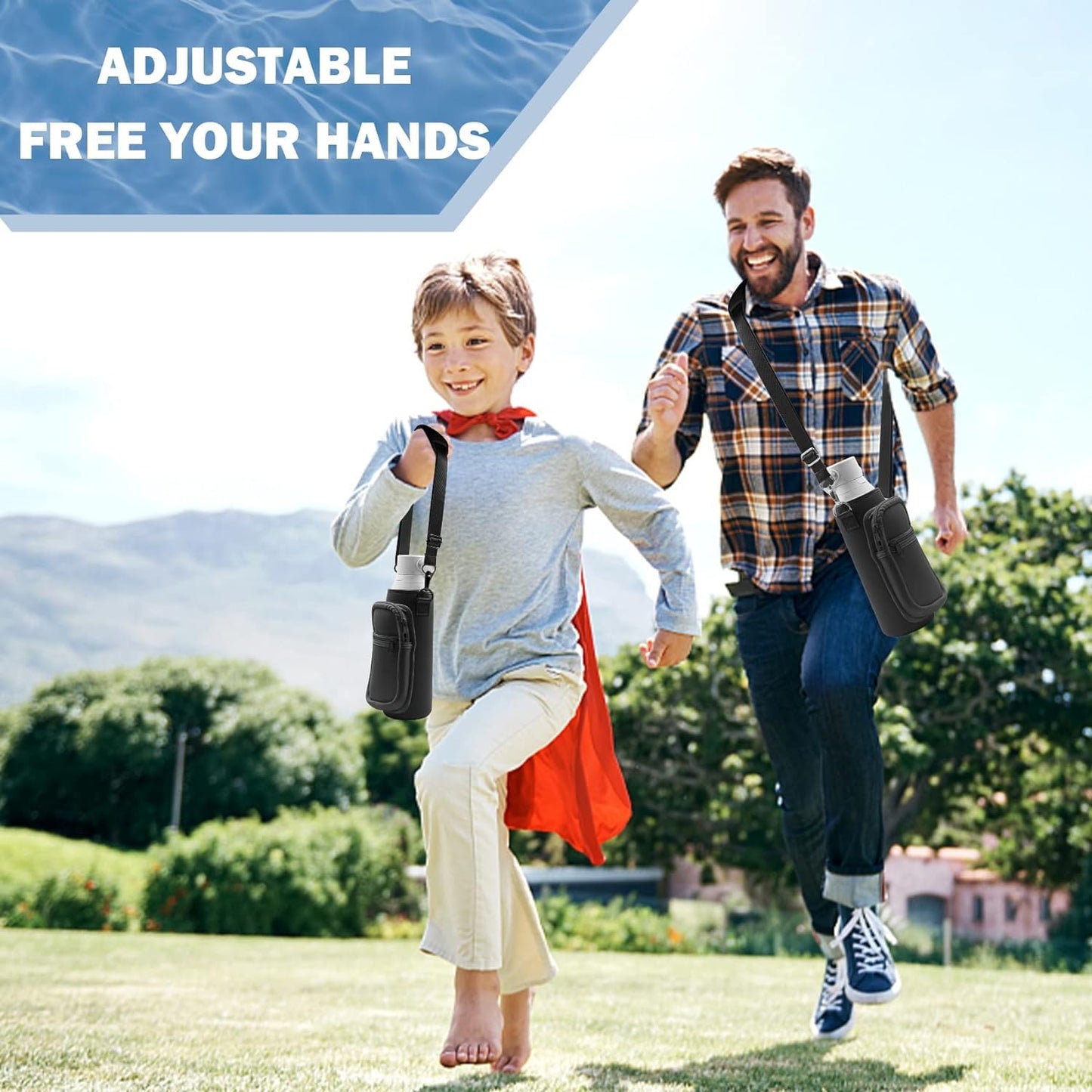 JAYOBGO Water Bottle Bag for Brita 26oz - Water Bottle Holder with Adjustable Strap Bottle Carrier Bag, Sports Water Bottle Accessories for Brita 26oz Carrier Bag with Phone Pocket (Black)