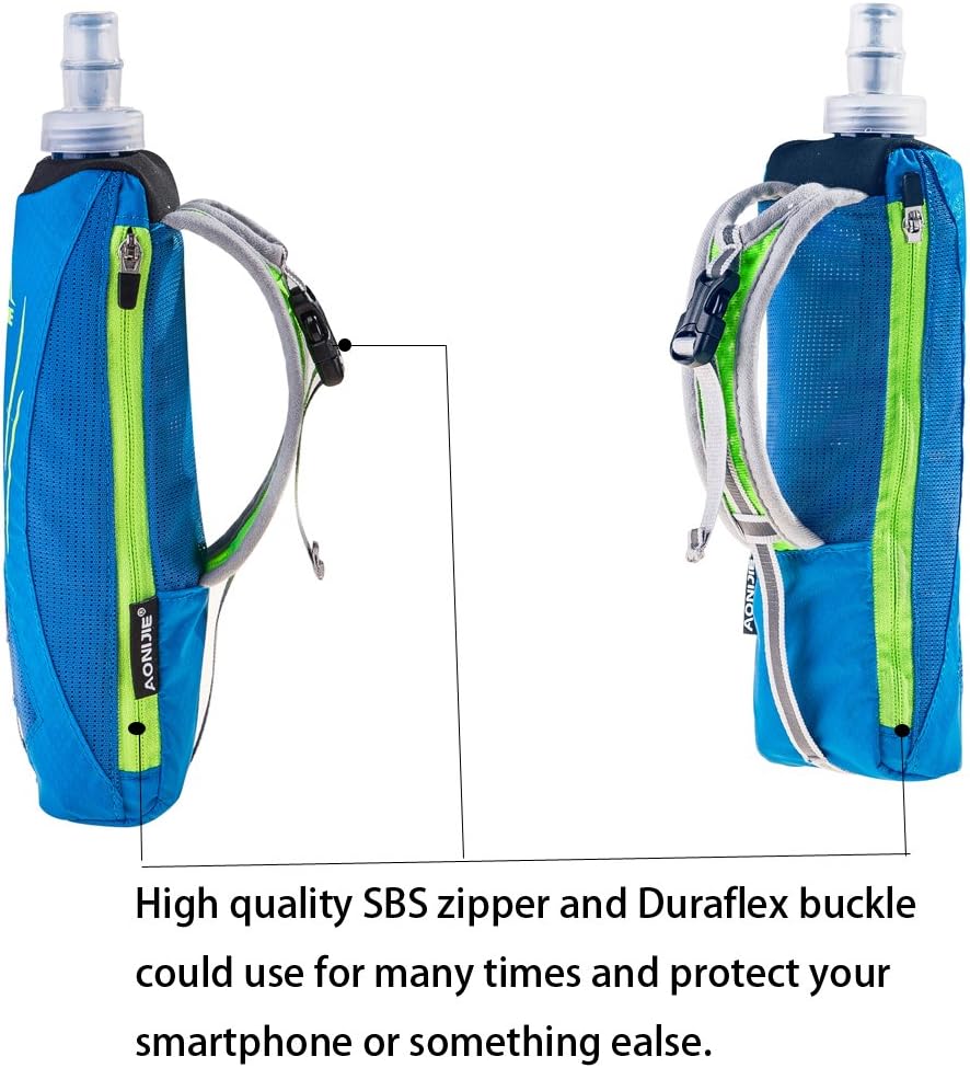 Geila Handheld Water Bottle for Running, 17 oz Grip Handheld Bottle with Hand Strap Hydration Pack, Sport Soft Flask