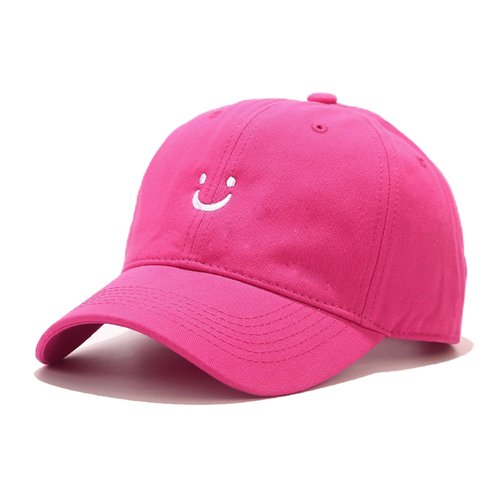 Umeepar Smile Face Baseball Cap for Women Men Adjustable Low Profile Unstructured Cotton Dad Hat (US, Alpha, One Size, Hot Pink)