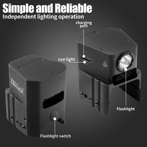 ZBULAR AL10 Pistol Light 950 Lm LED Home Defense Tactical Flashlight Type-C Rechargeable Slide Racker Jacker Compatible with Glock 17, 19, 19X, 26, PSA Dagger, and More with Improved Slide Grip