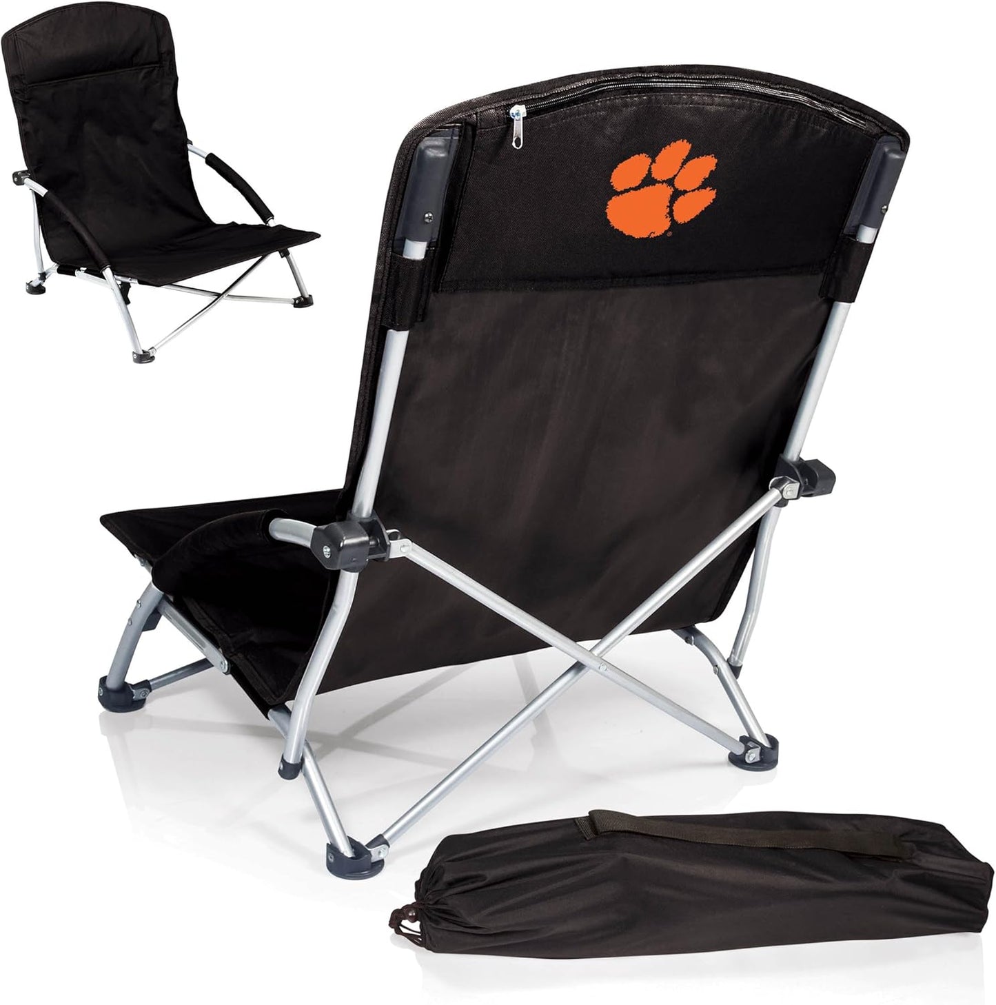 PICNIC TIME NCAA Tranquility Beach Chair with Carry Bag - Low Beach Chair for Adults - Low Lawn Chair