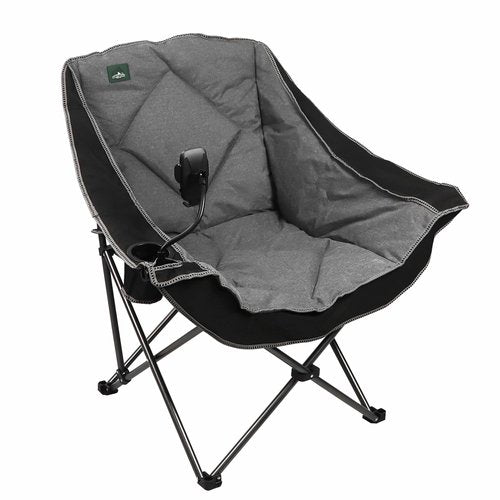 Northroad Oversized Foldable Camping Chair with Cell Phone Holder,Outdoor Padded Lawn Chair w/Cup Holder,Carry Bag for Beach, Hiking, and Picnics,Heavy-Duty 300-lbs Capacity, Black