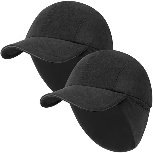 GADIEMKENSD Winter Running Baseball Cap Women Ponytail Beanie with Ear Warmer Hiking Hat Reflective Fleece Ball Cap Warm Ear Flaps Cold Weather for Hunting Snow Skiing Sports Black