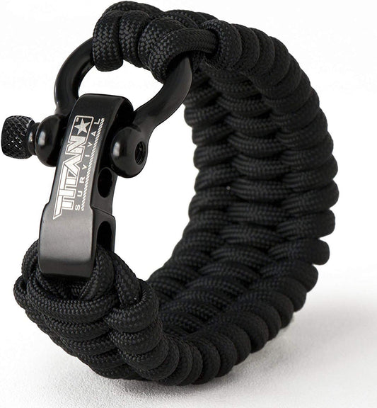 Titan Paracord Survival Bracelet | Made with Patented SurvivorCord (550 Paracord, Fishing line, Snare Wire, and Waxed Jute for Fires). Free eBooks Included.