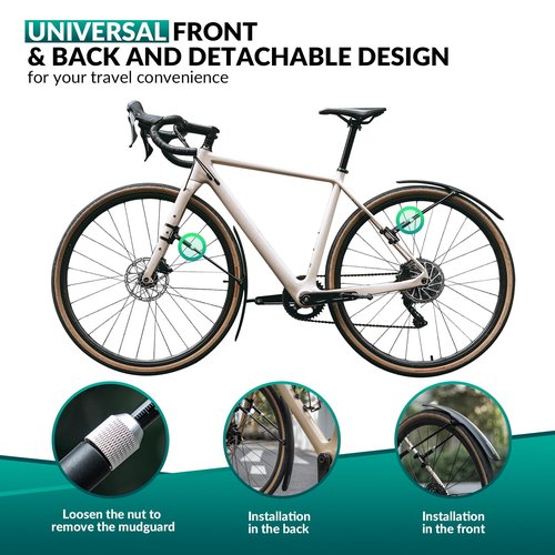 ROCKBROS Bike Fenders 2 Pack Front and Rear Quick Release Lightweight Road Bicycle Fenders 700C Universal Bike Mud Guard Adjustable Easy to Install
