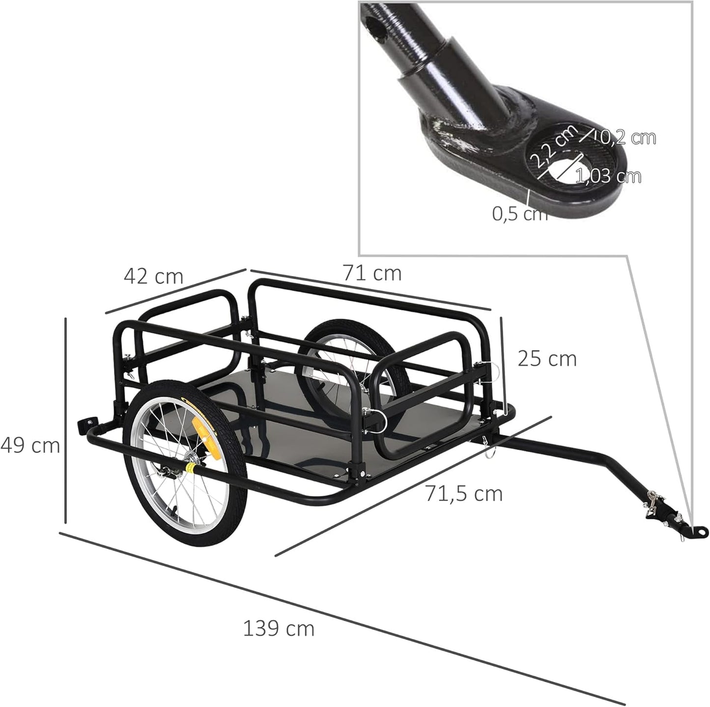 Aosom Bike Trailer, Foldable Bicycle Trailer with16 Inch Pneumatic Tire, Universal Coupler, Foldable Frame and Safe Reflectors Design, Large Load Capacity, Black
