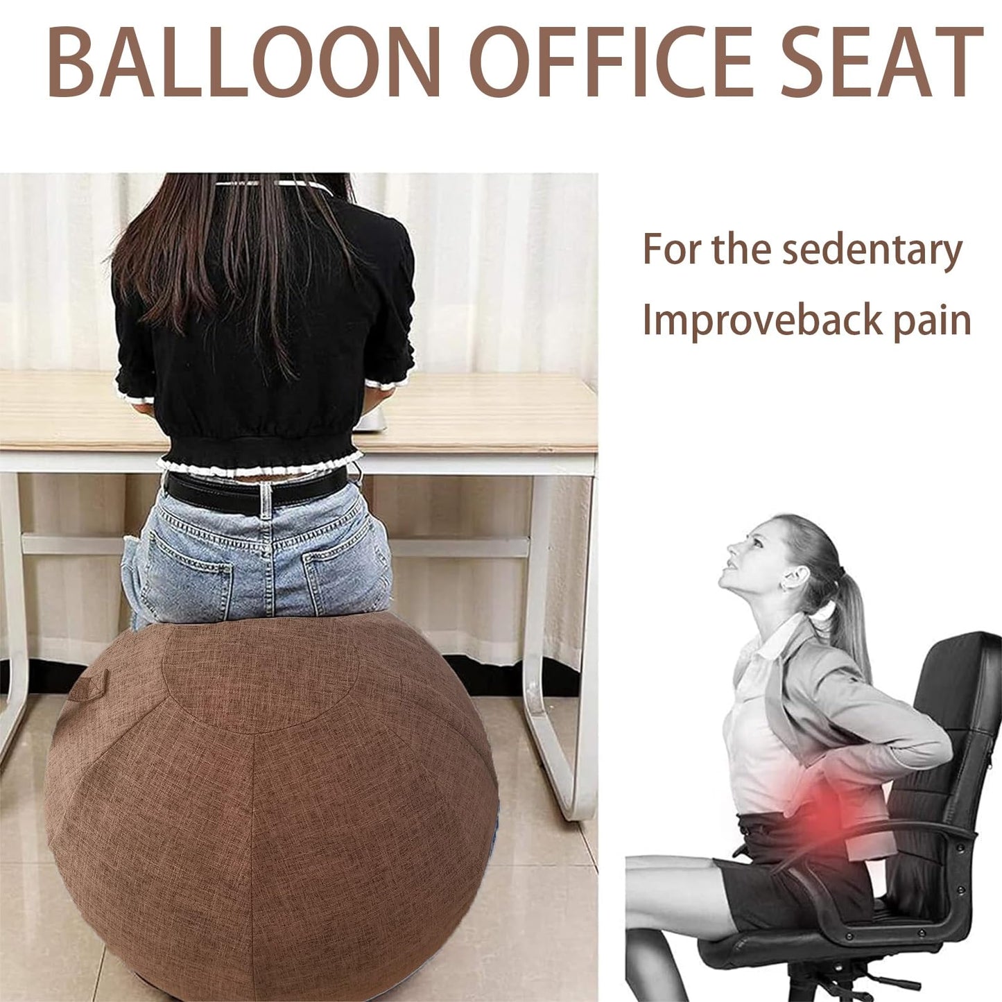 AOLIAZMAX Sitting Ball Cover, Air Stopper Plug Pin Adapter, 65cm 75cm Birthing Ball Exercise Ball Cover for Pregnancy Ball Yoga Ball Core Ball Covers Storage Bag Accessories (No Yoga Ball)