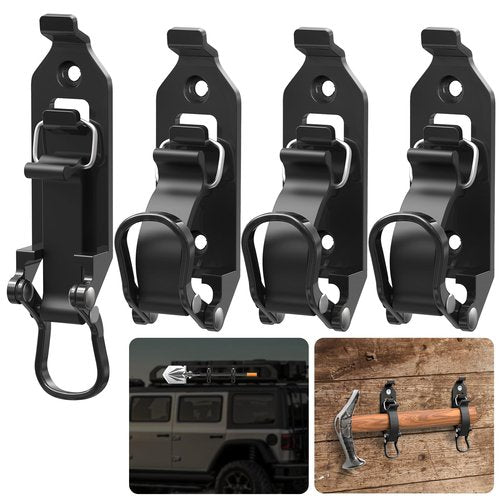 Youlvy Shovel Mount for Roof Rack / Truck Bed, Truck Jeep Offroad Roof Rack Axe Shovel Mount, Shovel Holder for Truck & Quick Fist Clamps Fit 0.67" to 1.57" D Tools- Black 4PCS