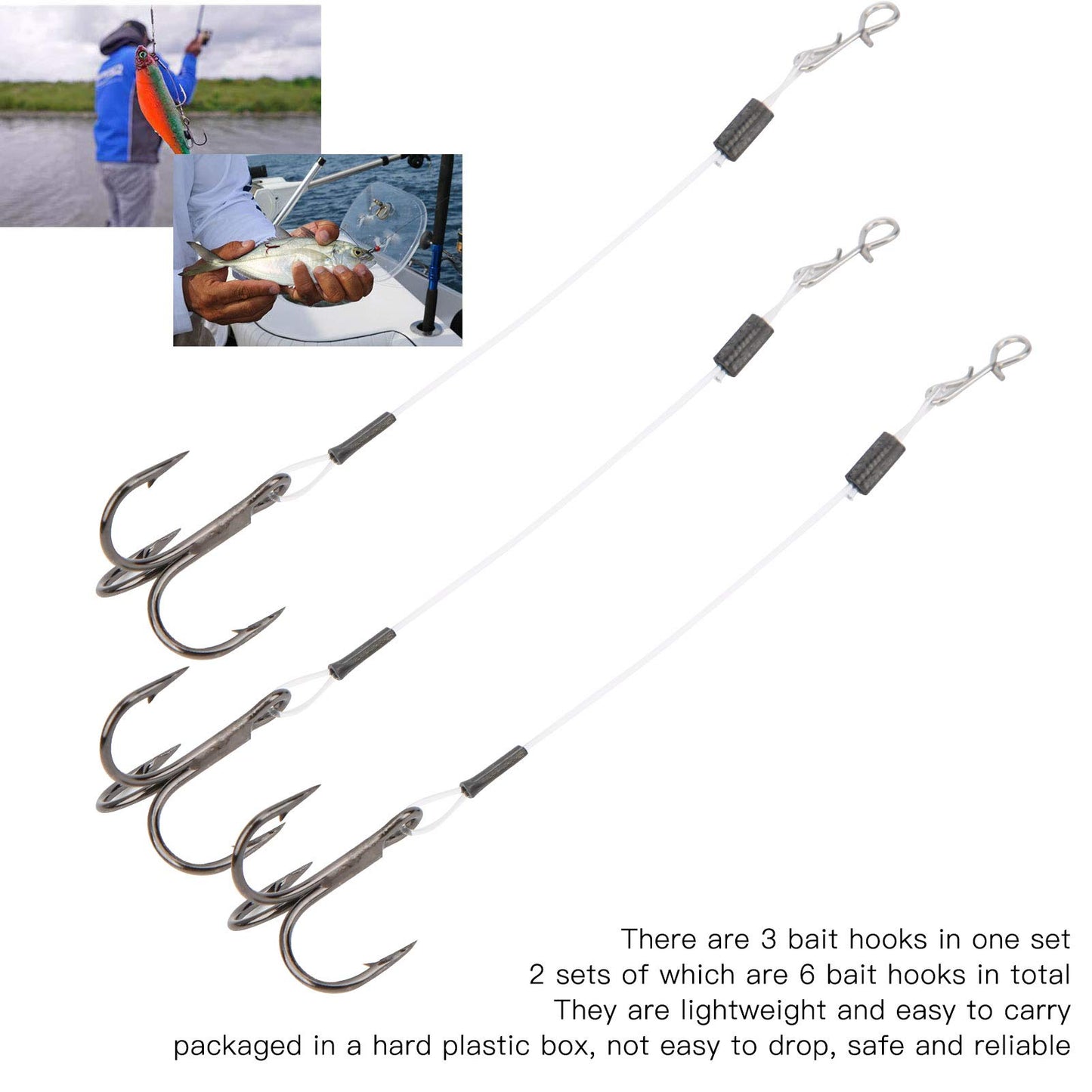 Haosie Stinger Hooks Walleye, Trailer Hooks Fishing, 6PCS Treble Hook, SGWL PK110 10cm / 4in Bass Hook for Lure Fishing