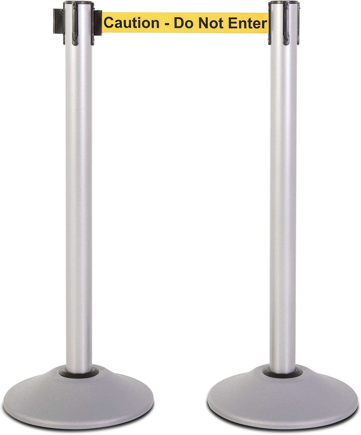 Premium Silver Steel Stanchion with 7.5-Foot Retractable Belt for Crowd Control
