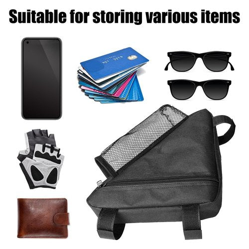 Bike Triangle Frame Bag, Waterproof Bicycle Storage Bag with Water Bottle Mesh Pouch for Outdoor Cycling