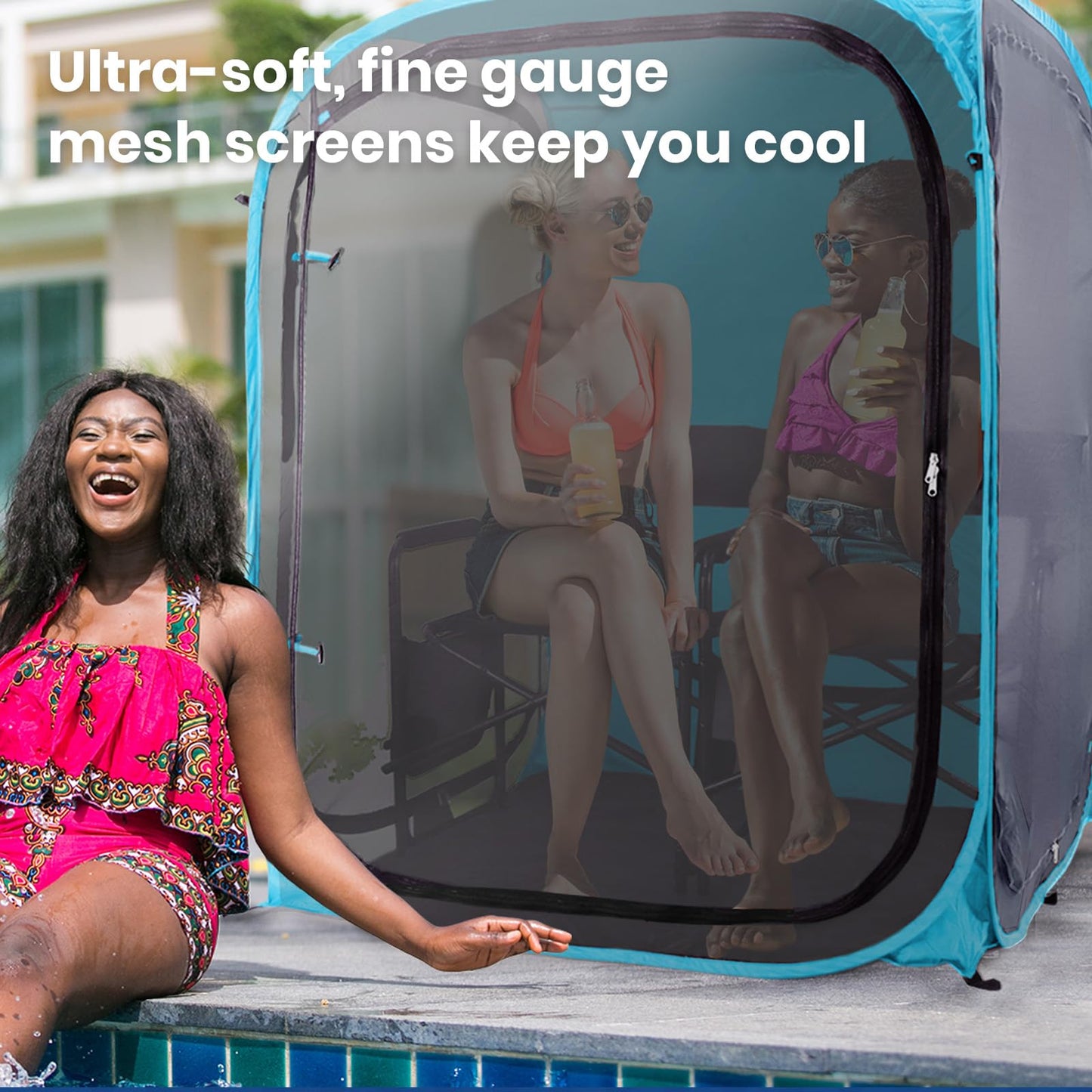 WeatherPod® The Original Shark Tank MyPod™ Mesh 2XL Pop-Up Screen Pod - Keeps Out Bugs, Mosquitos, and UV Rays - UPF 50 for Maximum Protection from The Sun - (Sea Blue, 46" L x 46" W x 59" H)
