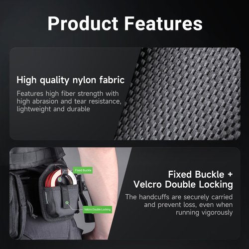 NEXTORCH Tactical Handcuff Pouch Holster Heavy Duty Nylon Case with Belt Clip for Chain Handcuffs and Hinged Handcuffs, Clip on Hand Cuffs Holster Belt Clamp V22 for 1.49-1.96 inch Belt