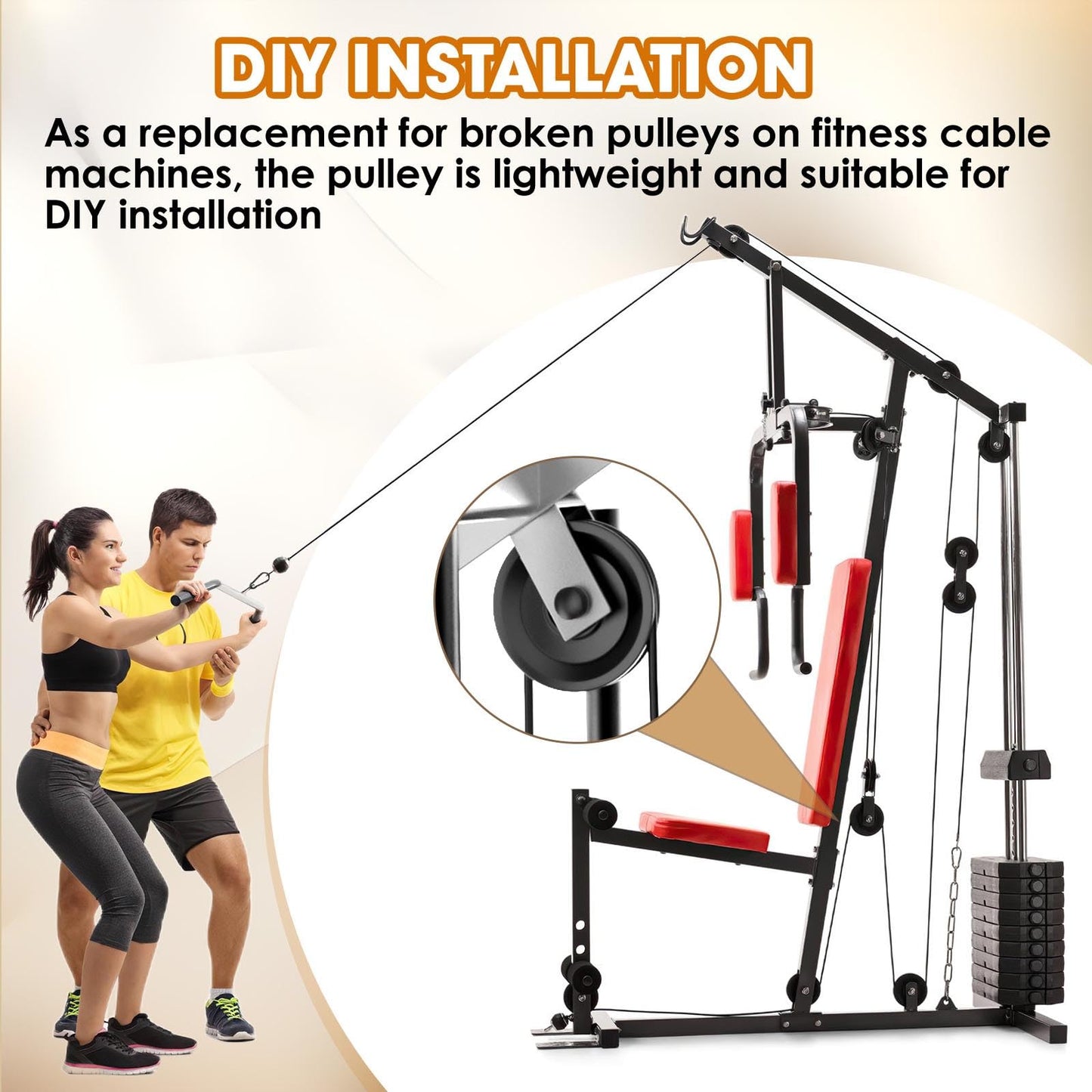 Anobeyi 114mm/4.5" Universal Nylon Bearing Pulley System, Gym Workout Cable Pulley Wheel & Weight Attachment Replacementfor Home Gym, Pulldown Smith Machine, Garage Lifting Equipment (Black-8pcs)