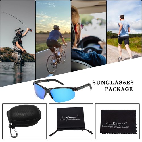 Long Keeper Sport Cycling Sunglasses for Men Women Folding Portable Driving Fishing Golf Baseball Softball Sunglasses
