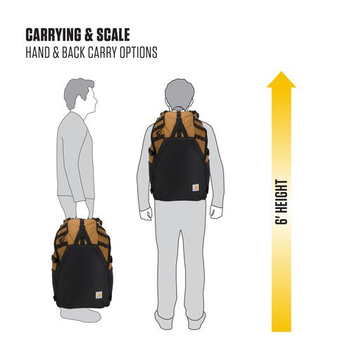 Carhartt 45L Nylon Internal Frame Hiking Backpack, Durable Camping & Backpacking Pack with Hydration Port, Camping Daypack for Men & Women, Brown