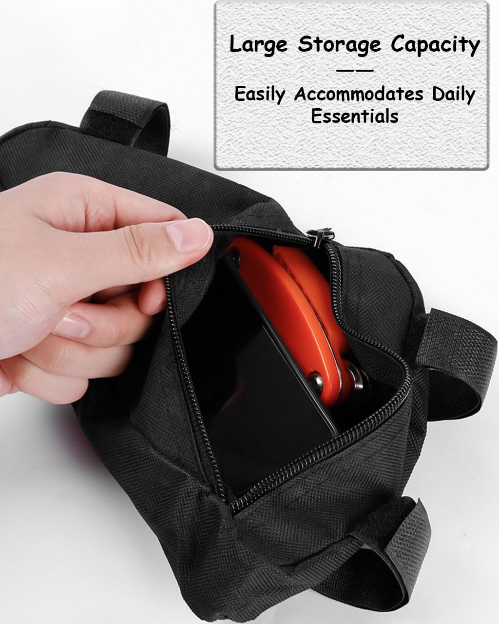 GoldTiger Ultra-Lightweight Triangle Bike Frame Bag，Spacious, Easy-Access Saddle Pouch for Cycling Essentials - Secure & Durable (Triangle Pouch)