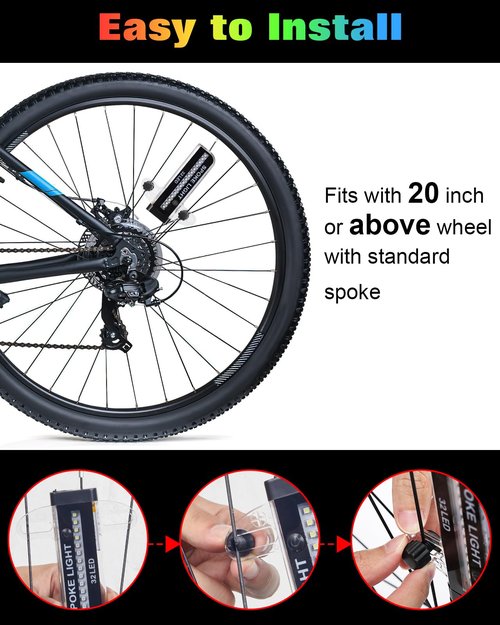 Zacro Bike Wheel Lights, 2 Pack Upgraded Rechargeable LED Tire Glow, 32 Safety - Bright Patterns for Spokes, Ideal for Kids & Adults, Waterproof Rim Accents for Night Cycling
