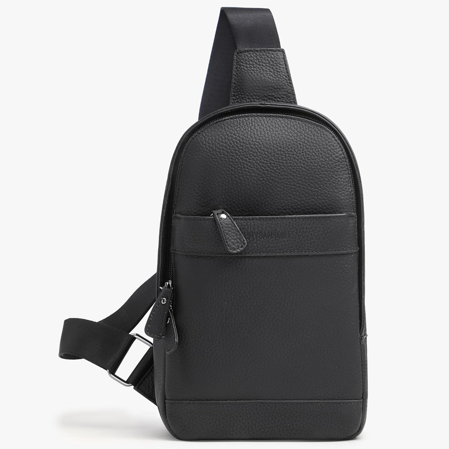 Chrysansmile Sling Bag for Men Genuine Leather Cross Body Bag Mens Crossbody Shoulder Backpack Black Fanny Packs for Travel