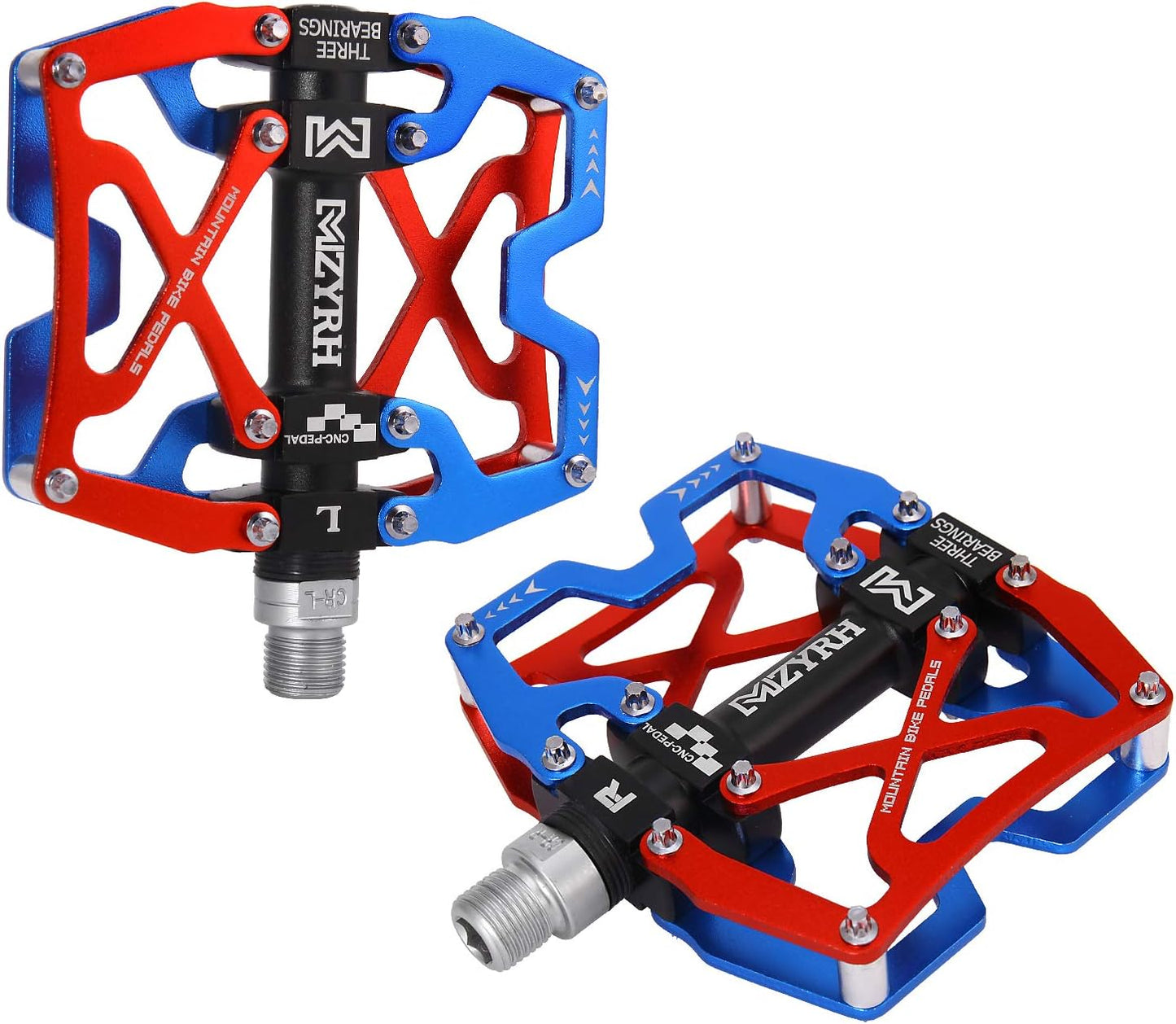 Mountain Bike Pedals, Ultra Strong Colorful CNC Machined 9/16" Cycling Sealed 3 Bearing Pedals