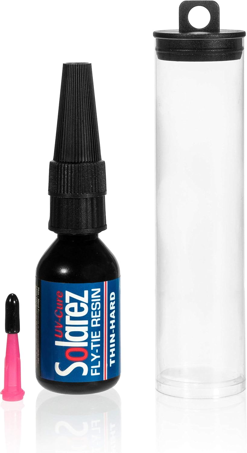 SOLAREZ Fly Tie UV Cure Resin Thin Hard Formula (0.5 oz Bottle) ~ Thin-Hard Fly Tying Cement, Fly Fishing Lures, Easily Build Durable Fly Heads and Bodies ~ Made in The USA