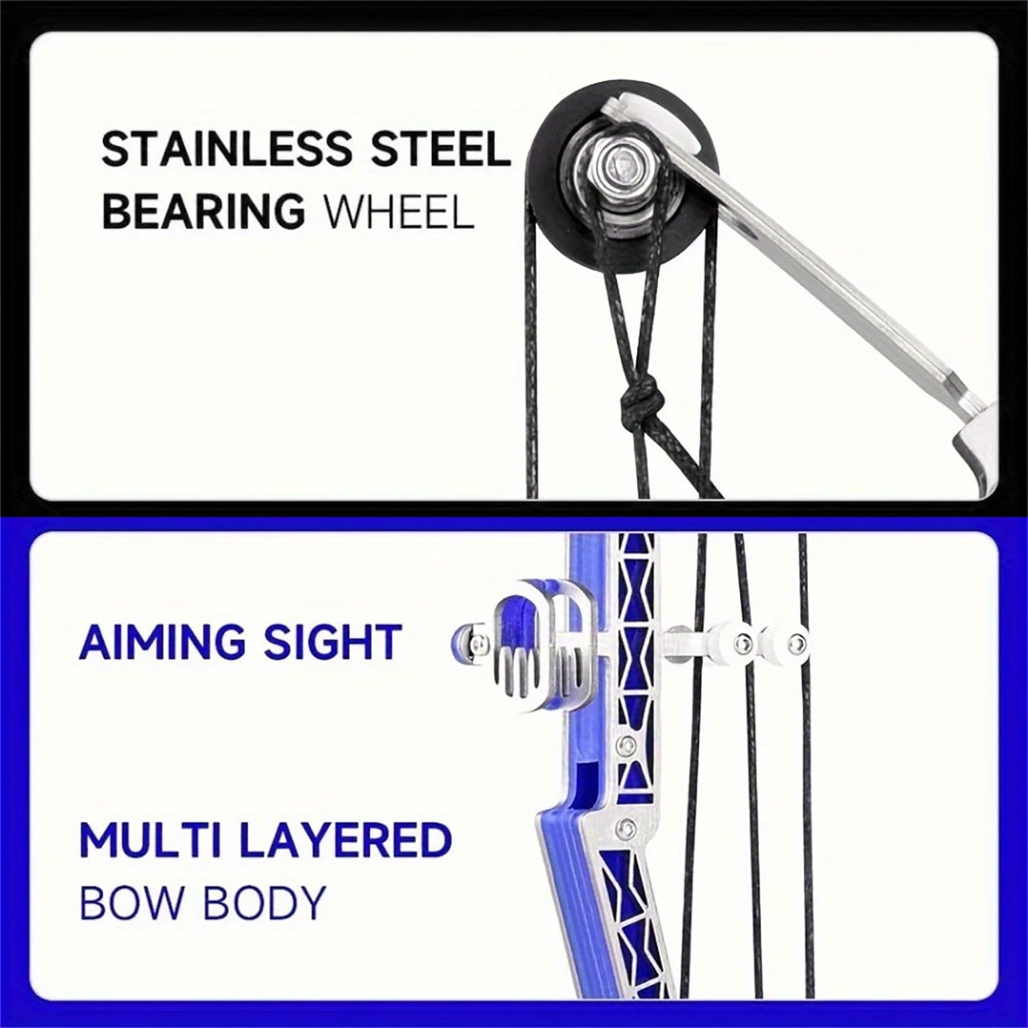 Archery Set Compound Bow Stainless Steel Training Bow Outdoor Sports Hunting Cool Stuff Professional Competition Black Style Length 10 inches