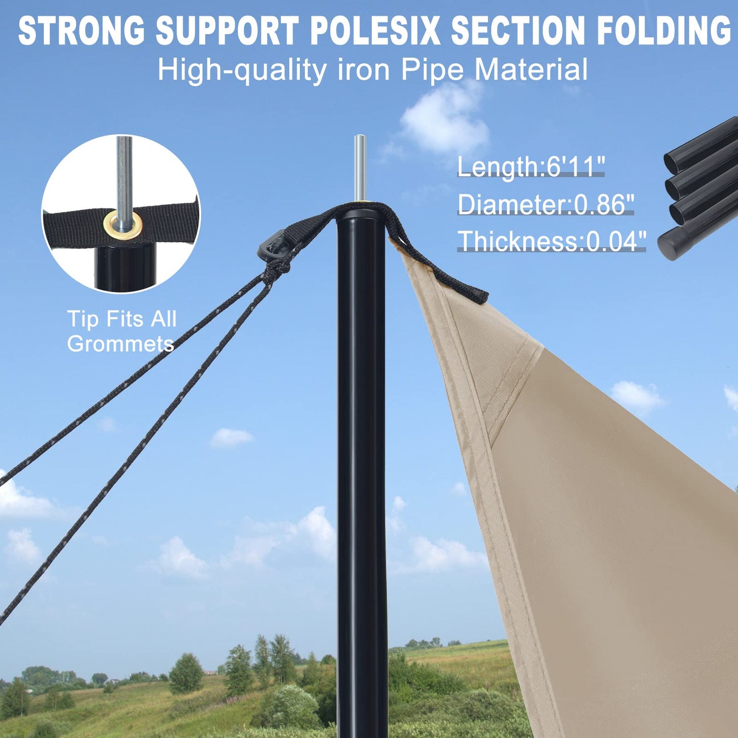 JAICOM Camping Tarp, 14 X 12FT Tarp with 2 Poles, Waterproof & Lightweight Tent Tarp Car Awning, UV UPF50+ Rain Fly Sun Shelter Can Used with Hammock in Outdoor, Garden and Backpacking