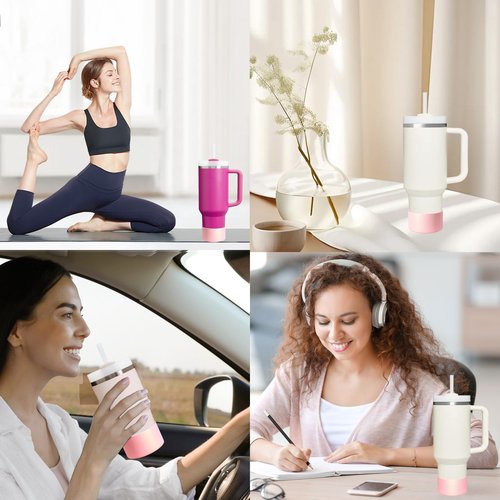 Protective Silicone Boot with Metallic Matte Luster, Compatible with Stanley/Simple Modern 20-40oz Hydro Flask Water Bottle 12-24oz and More Tumblers with 2.8-3in Bottom Anti-Slip Sleeve Cover