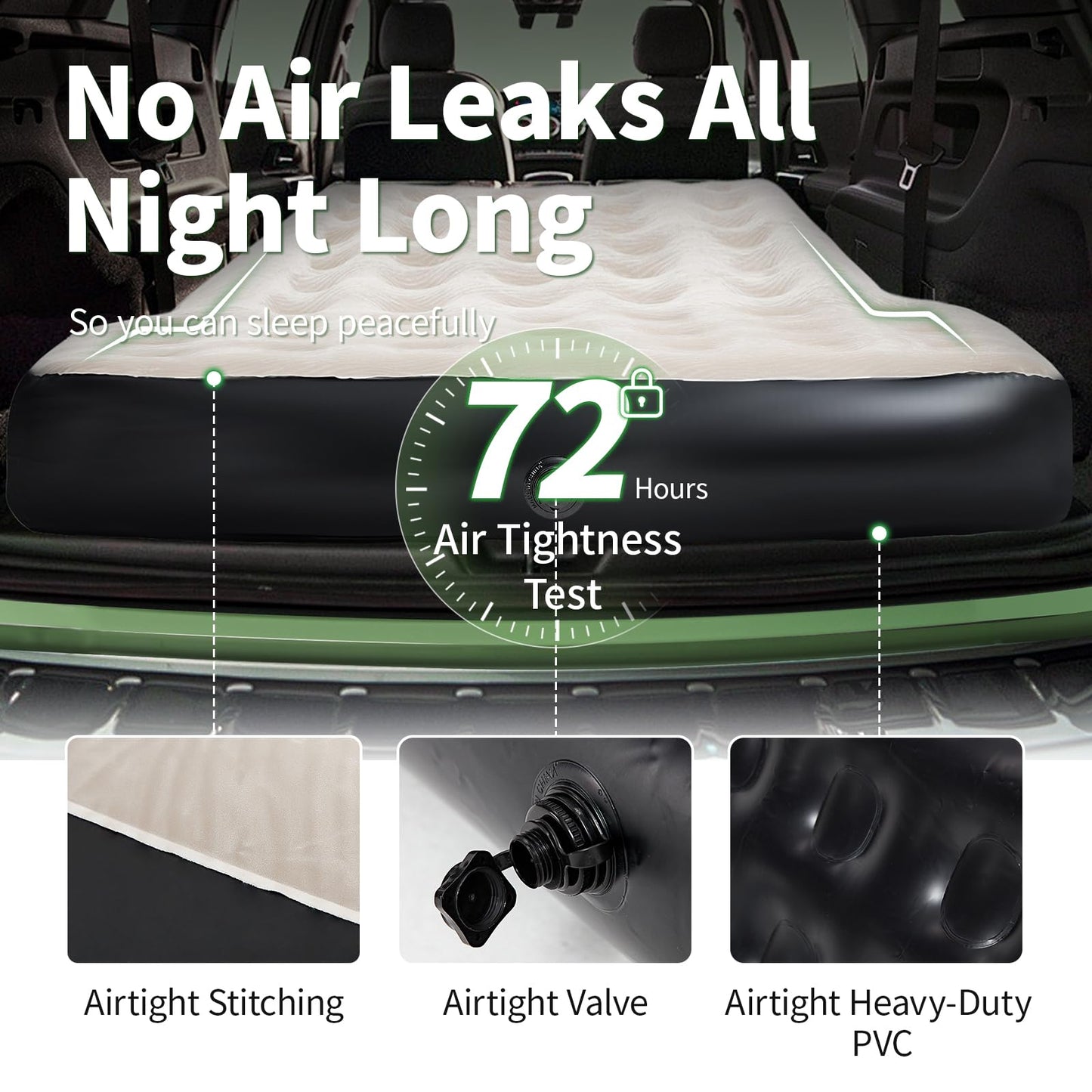 FORITRUE Durable Thickened 300D Oxford Car Camping Mattress, 6inch SUV Air Mattress, Car Air Mattress for Camping with External Pump Pillows Carry Bag Grey