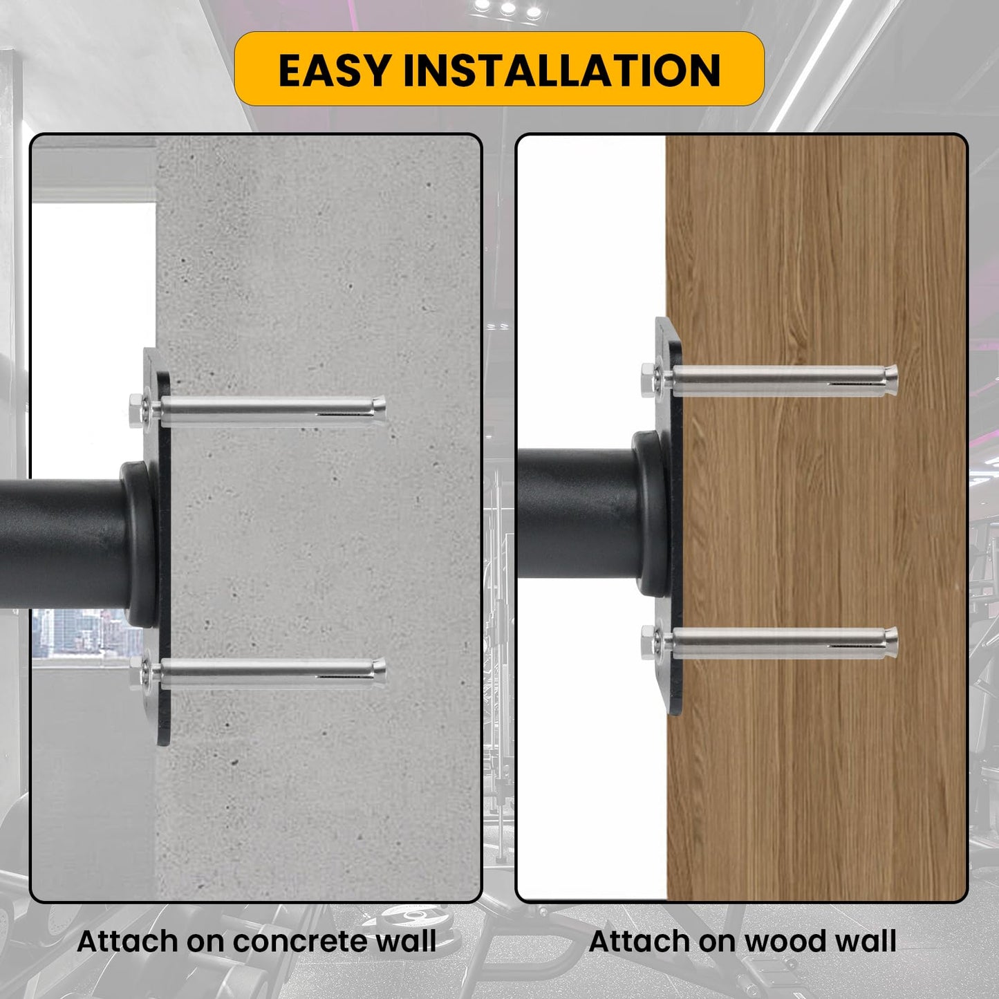 EVERYMATE Weight Plate Holder, Wall Mounted Weight Rack for 1" and 2" Olympic Weight Plates, 4 Pack Home Gym Storage with 8pcs Steel Expansion Bolts, Weight Storage Racks