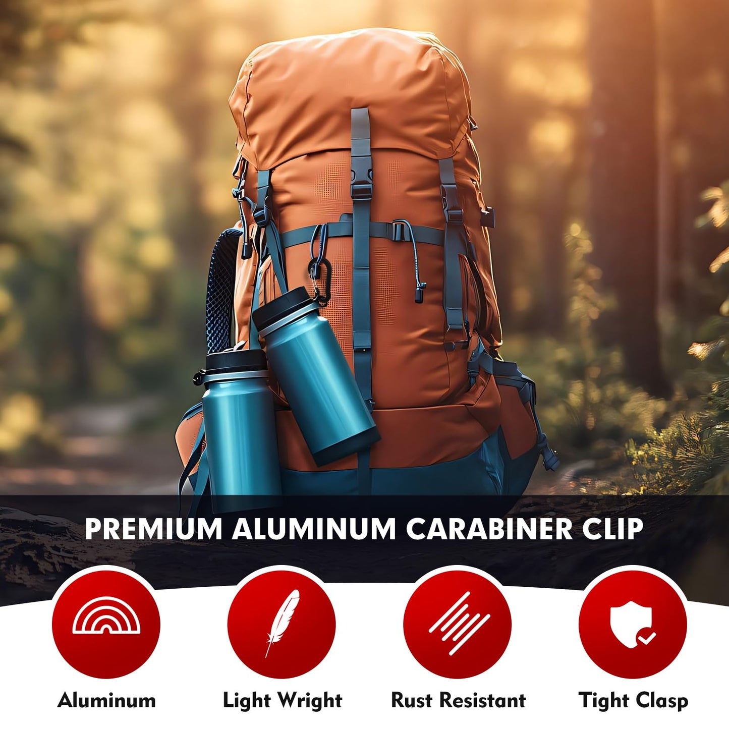 2.7'' Large Carabiner Clip,10 PCS Aluminum Lightweight and Durable Carabiner Clips for Keys, Fishing, Camping