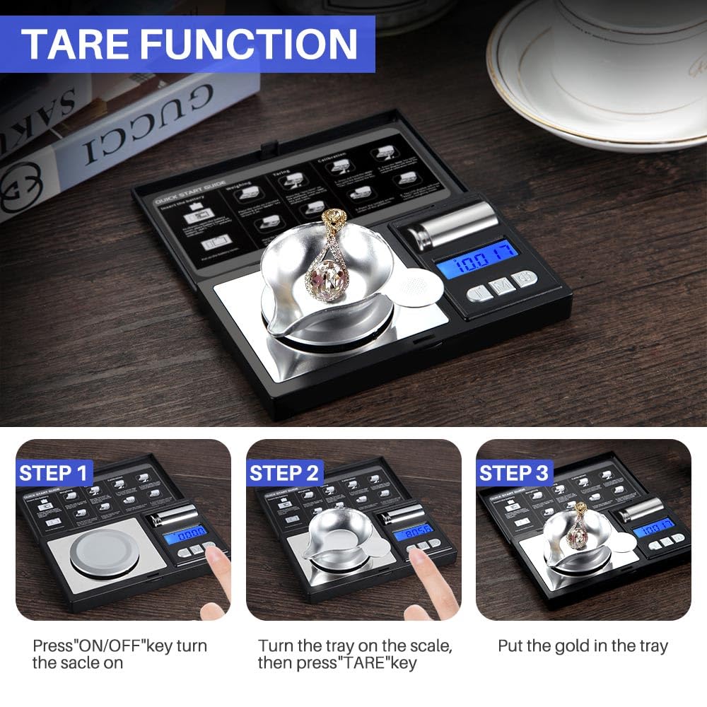 THINKSCALE Milligram Scale, 50g/0.001g Digital Jewelry Scale, Micro Gram Scale for Powder, Medicine, Gold, Gem, Reloading, Mg Scale 6 Units, Tare, Cal Weight Included