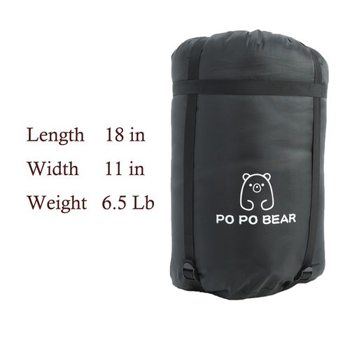 PO PO BEAR Zero Degree Sleeping Bag for Adults 100% Cotton Flannel Tall and Big (Black, 84" x 40" Left Zip)