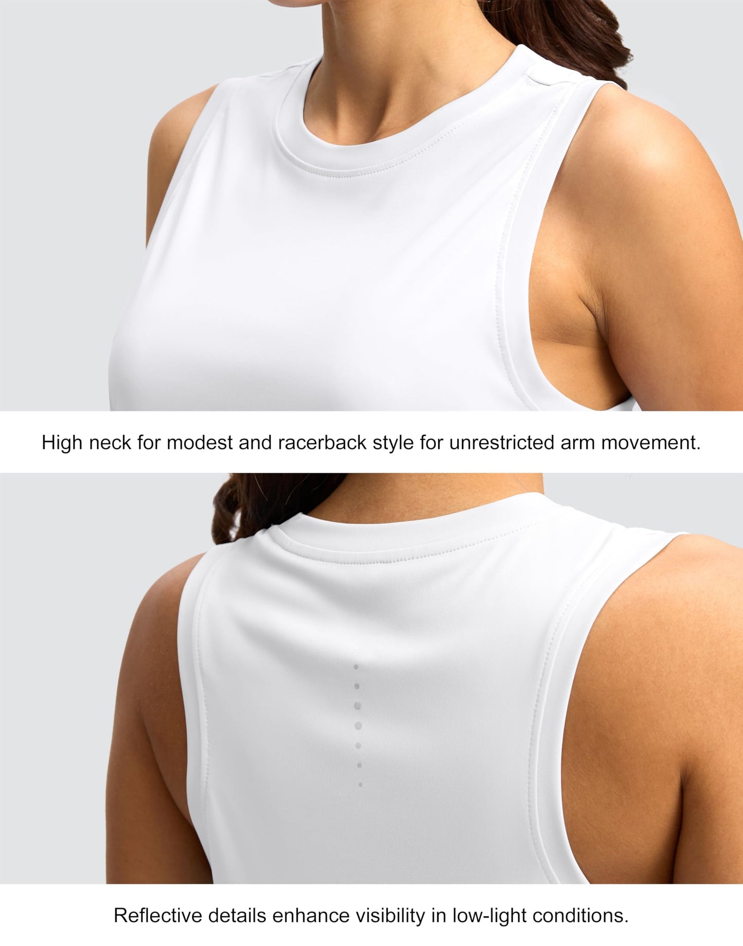 SANTINY Women's Sleeveless Workout Tops Lightweight Tennis Yoga Athletic Running Shirts Racerback Tank Tops for Women (White_M)