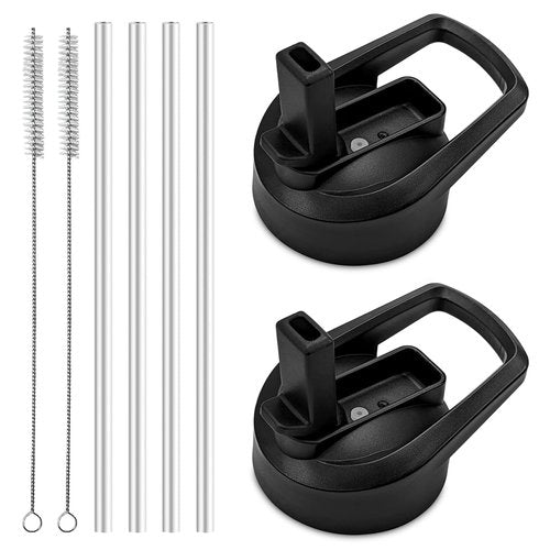 XccMe Straw Lid for Hydro Flask Wide Mouth,2Pack Replacement Lids with Straws for Wide Mouth 12,16,18,22,32,40,64oz Water Bottles,Sport Bottle Lids Accessories with Handle (straw lid2)