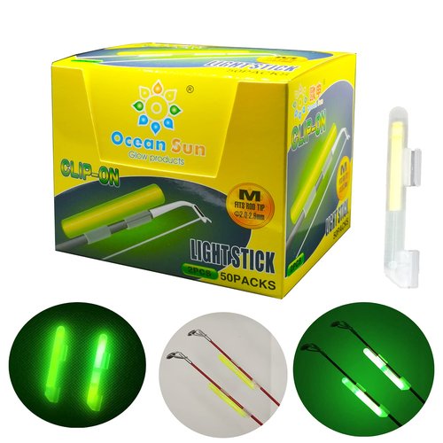 LINGUANG 100PCS Ocean Sun Clip Snap On Fishing Glow Sticks Rod Tips， Pole Light for Catfishing Surf Bank in The Dark XXL