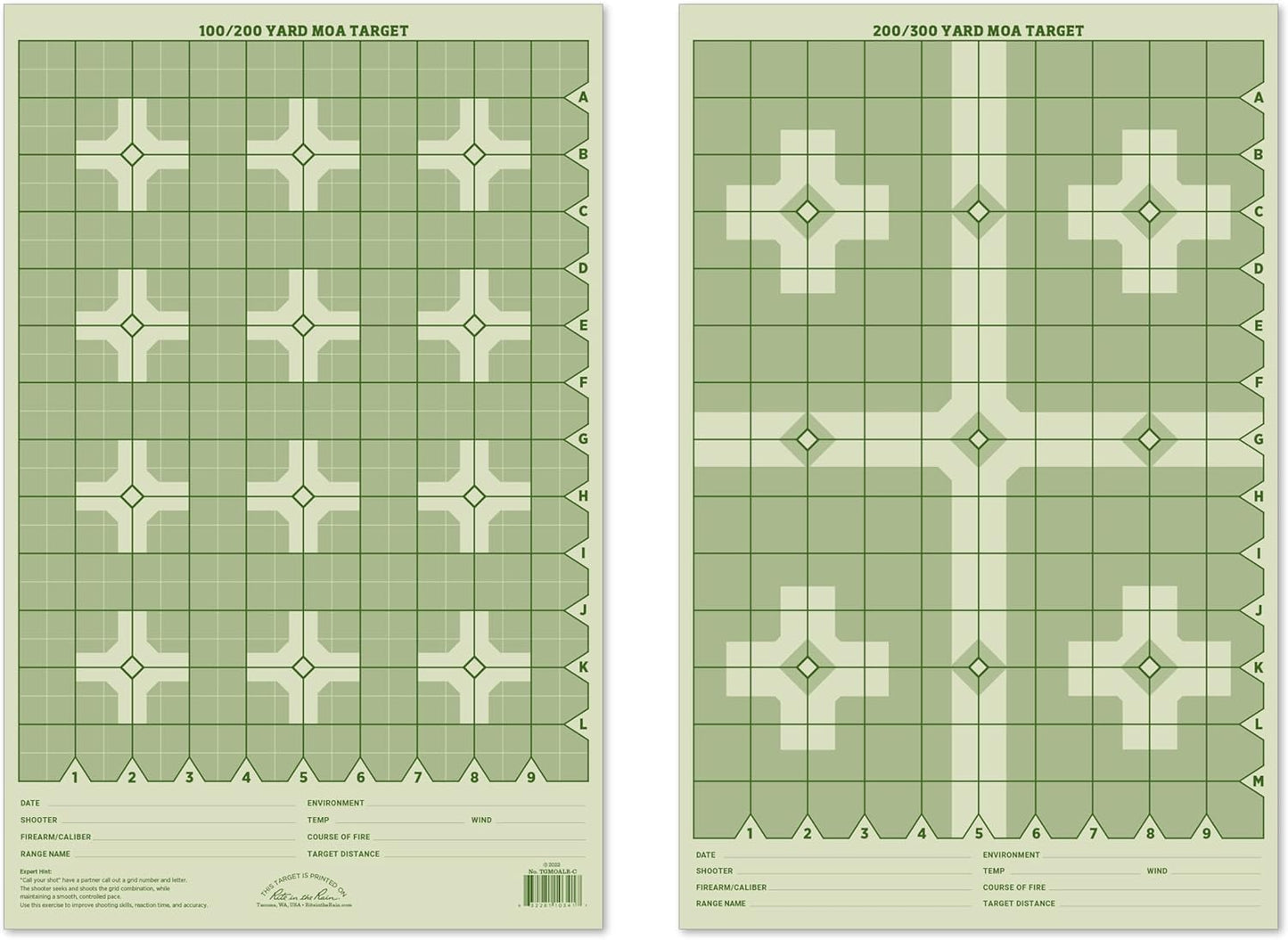 Rite in the Rain Weatherproof Diamond Pattern MOA Precision Distance Shooting Targets, 11" x 17", 25 Sheet Pack (No. TGMOALR-D)
