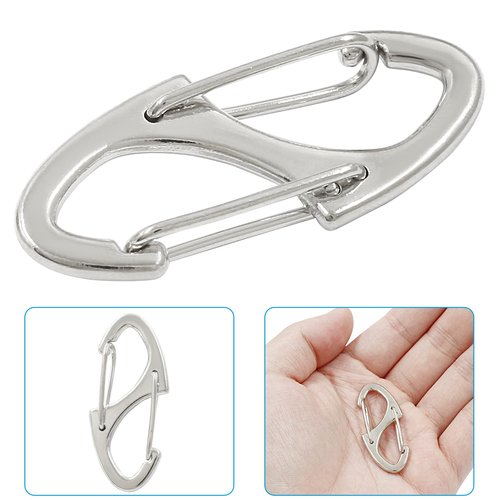 Coufce 20 Pieces 1.6 Inch S Spring Snap Hook, Silver Keychain Hook Metal Carabiner Clip, Double Snap Hook for Camping Fishing Hiking Outdoor Sports