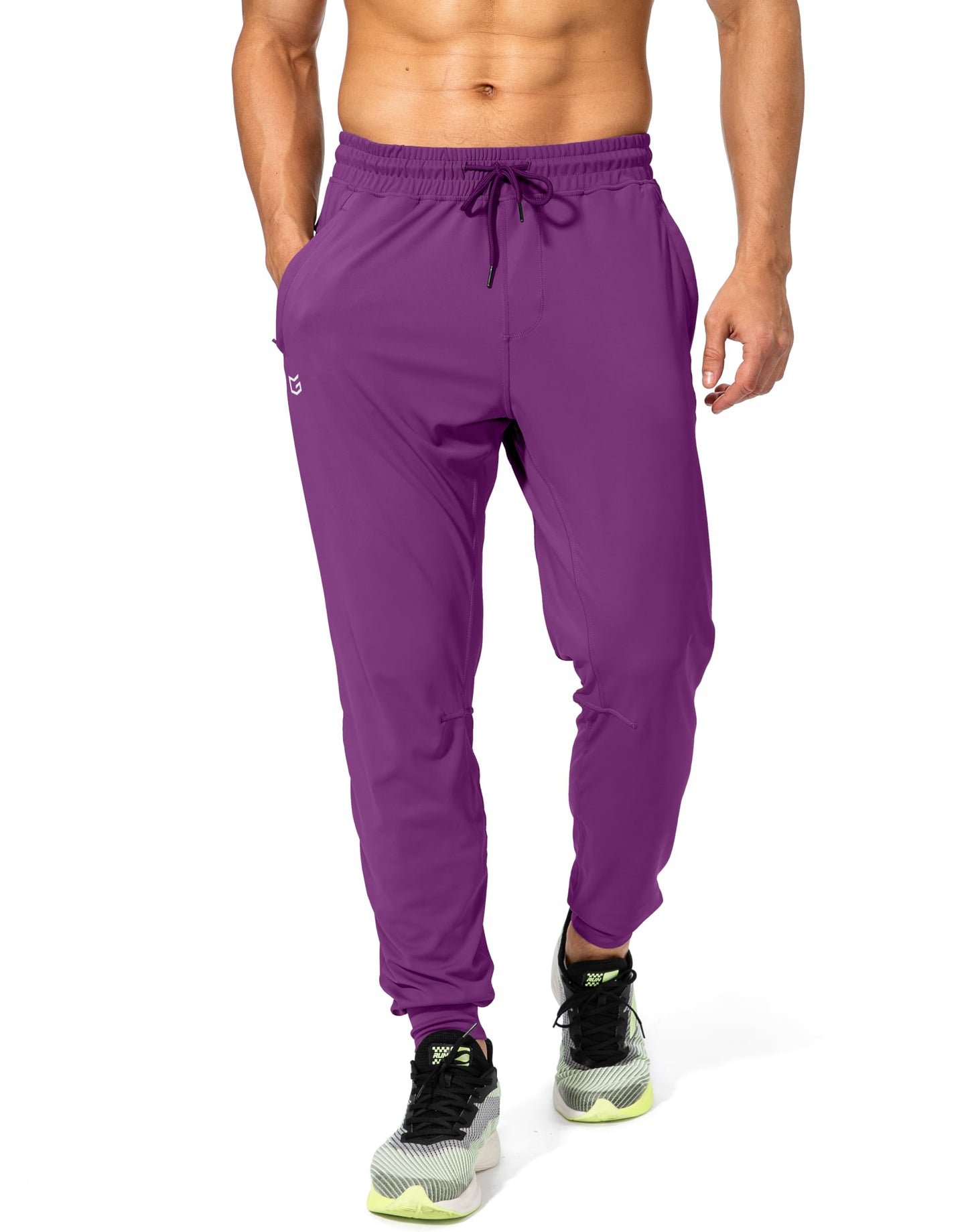 Men's Sweatpants with Zipper Pockets Athletic Pants Traning Track Pants Joggers for Men Soccer, Running, Workout (Purple, Medium)