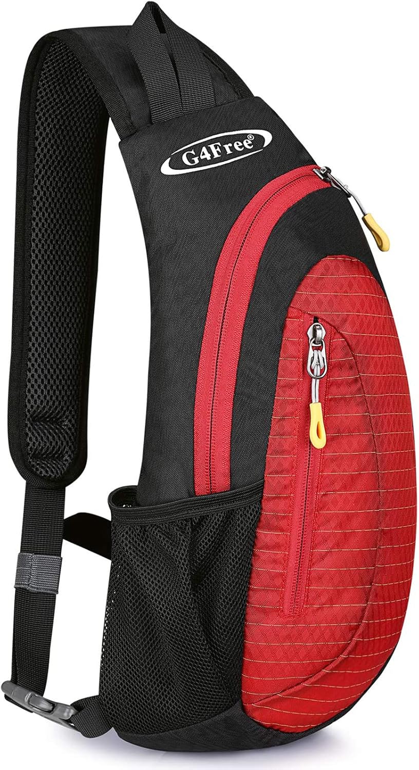 G4Free Sling Bag for Men Women, Small Crossbody Backpack Lightweight Chest Shoulder Bags for Travel, Outdoor and Sports (Black)