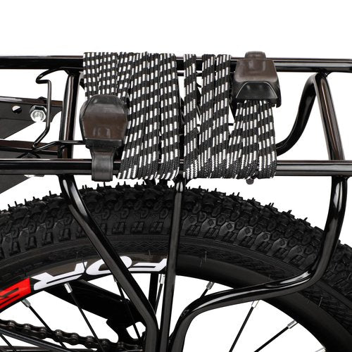 Oumers 3Pcs Elastic Bike Strap, Adjustable Bicycle Bungee Cords with Hooks Wear-Resistant and Tensile Resistant Bike Luggage Straps Strong and Sturdy Bicycle Luggage Rope