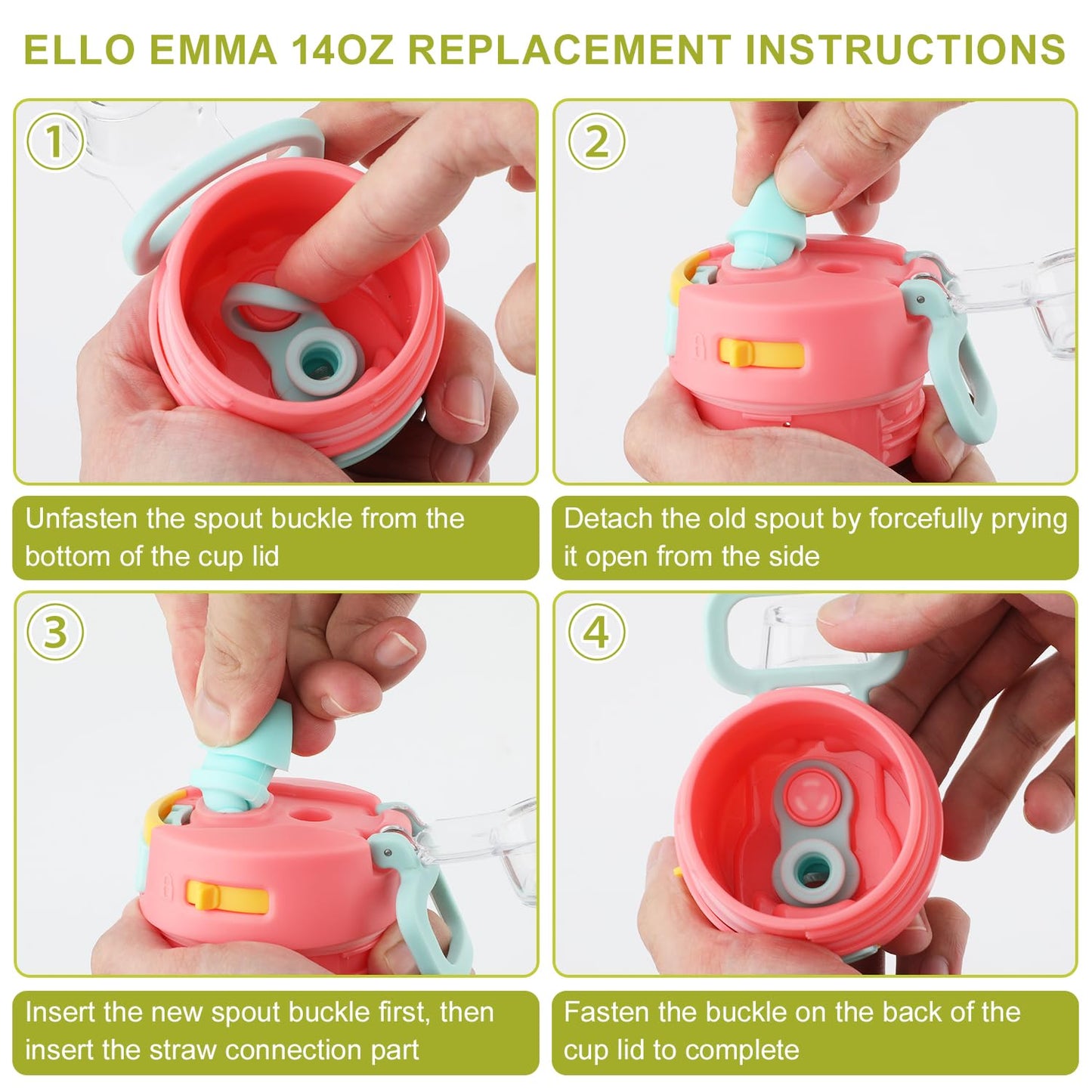 4pcs Bite Valve Replacement for Ello Emma 14oz Kids Water Bottle, Silicone No BPA Water Bottle Spout Replacement Compatible with Ello Kids Colby 12oz Water Bottle (Yellow)