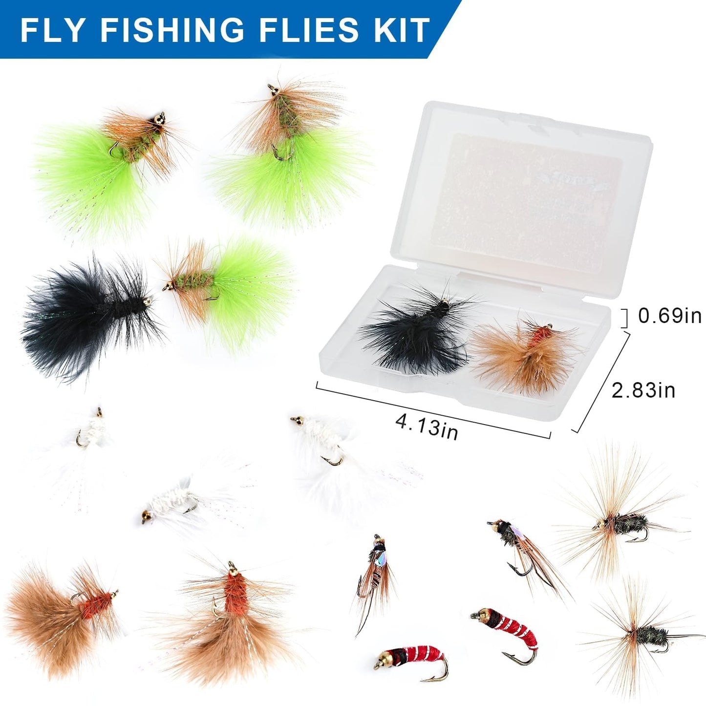 Ansnbo 18PCS Fly Fishing Flies Assortment, Hand Tied Woolly Bugger Flies for Trout Bass Flyfishing, Wet Nymphs Streamer Flies Fly Fishing Lures