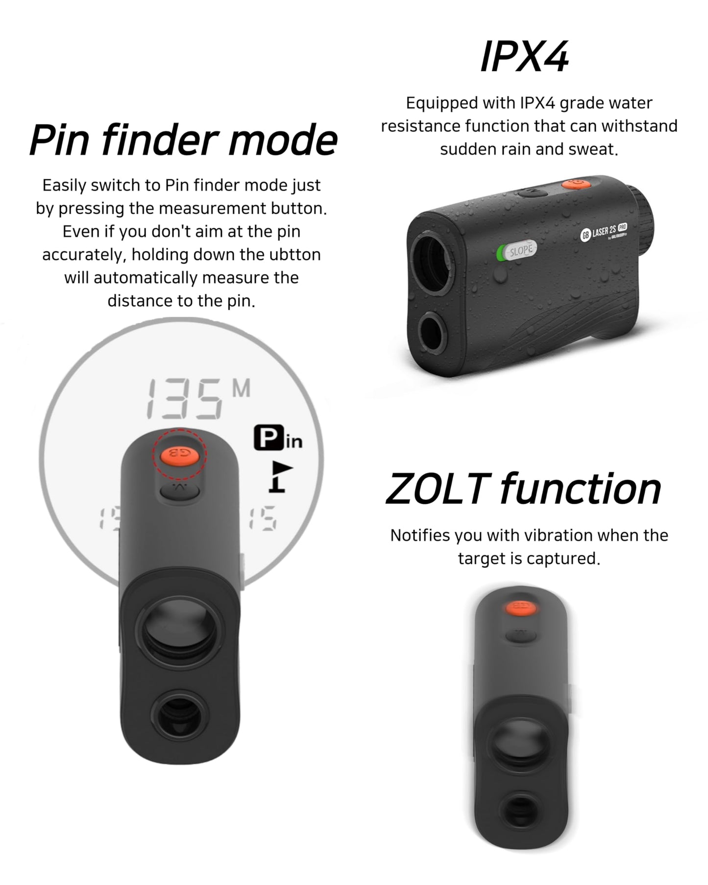 GOLFBUDDY 2S PRO Golf Range Finder with Slope, Measuring from The Cart, 1093 Yard Laser Rangefinder, Magnetic Mount, Pin Finder with Flag Pole Locking Vibration, One Click Scan Mode, Water Proof