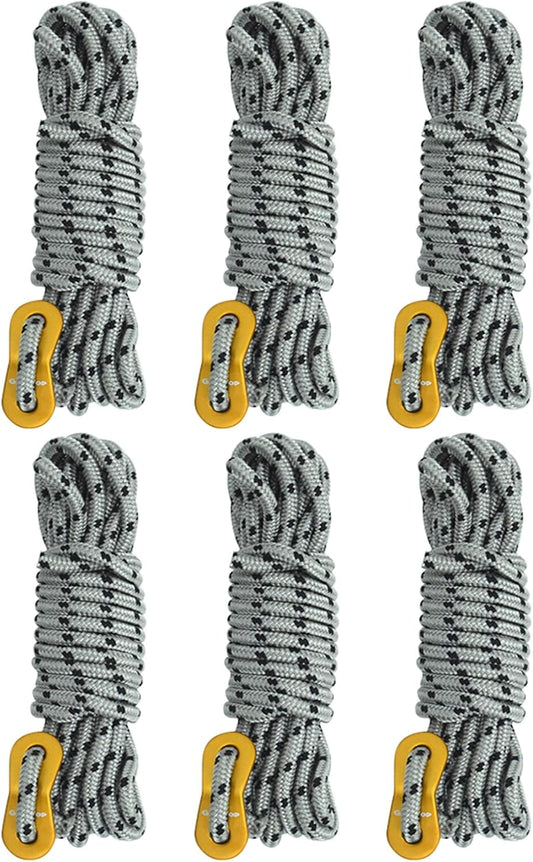 GEERTOP 6 Pack 5 mm Guy Lines Ultralight Tent Cords with Aluminum Adjuster Tensioner Outdoor Camping Guylines Ropes for Tent Tarp, Canopy Shelter, Climbing, Hiking Backpacking Survival Gear