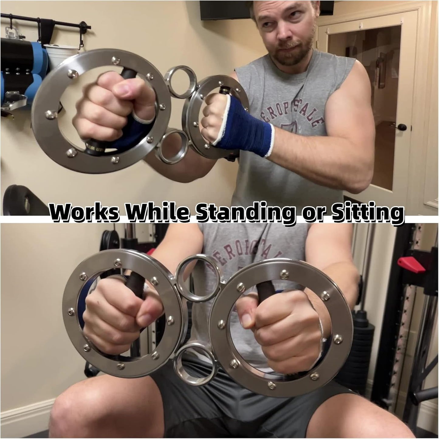 FIITY 8/12 Pounds Multifunctional Hand and Forearm Trainer - Spinning Burn Muscle Training - 360 Degree Rotating Grips – Sliver/Black