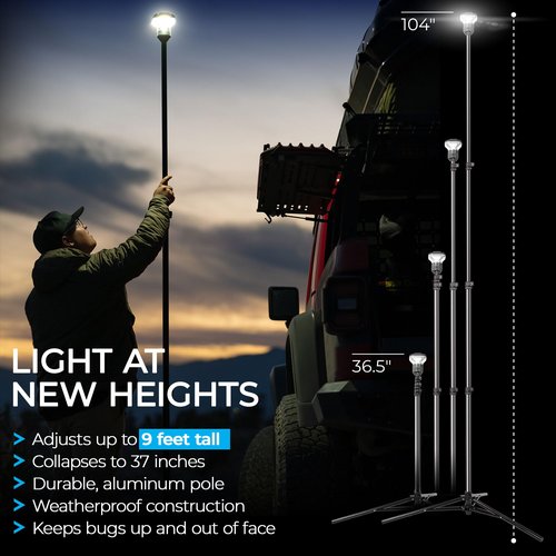 Devos Outdoor LightRanger 1200 - High-Performance LED Tripod Lantern with Adjustable Height, 1200 Lumens Brightness, and Long Battery Life.
