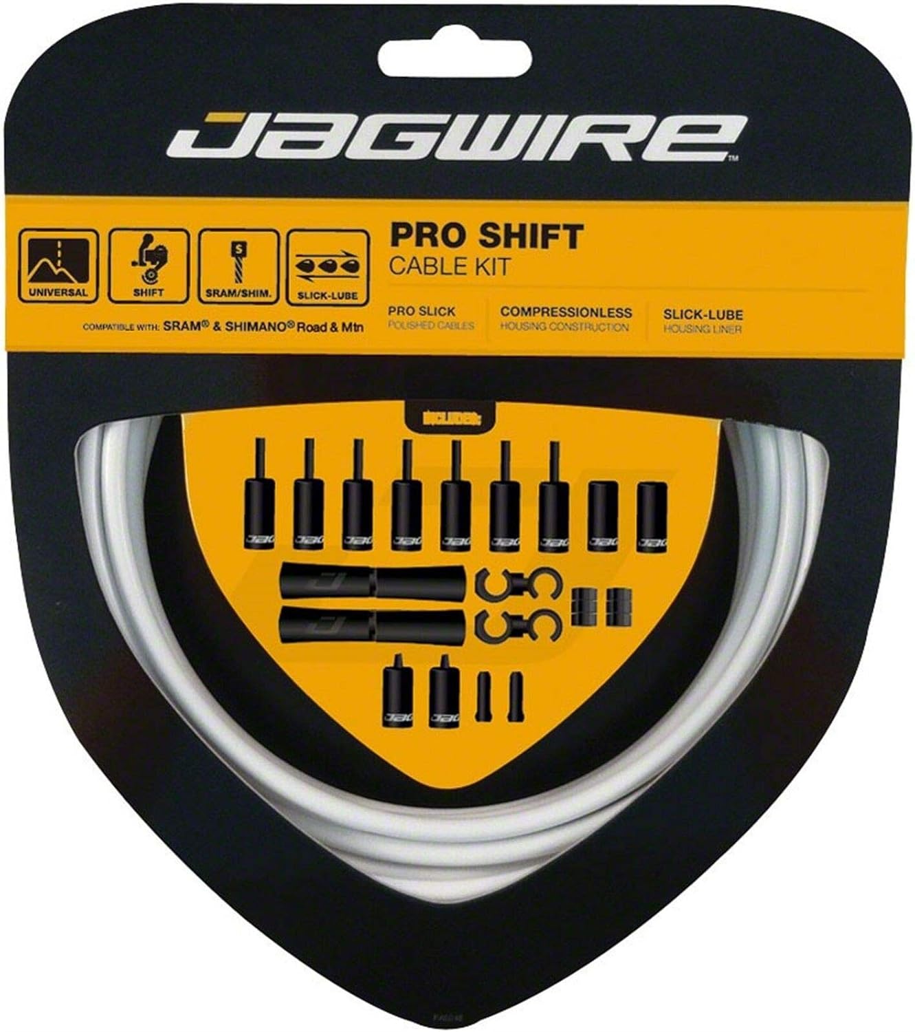 Jagwire - 2X Pro Universal Gear Shift Kit | for Road, MTN and Gravel | Compatible with SRAM and Shimano Gears, Polished Stainless Steel Cables, 10 Color Options